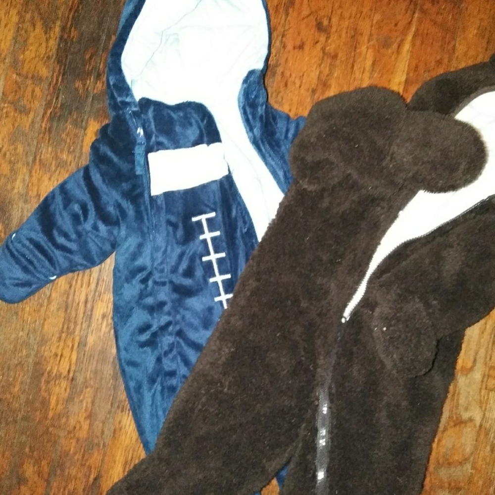 2 boys fleece lined onesies